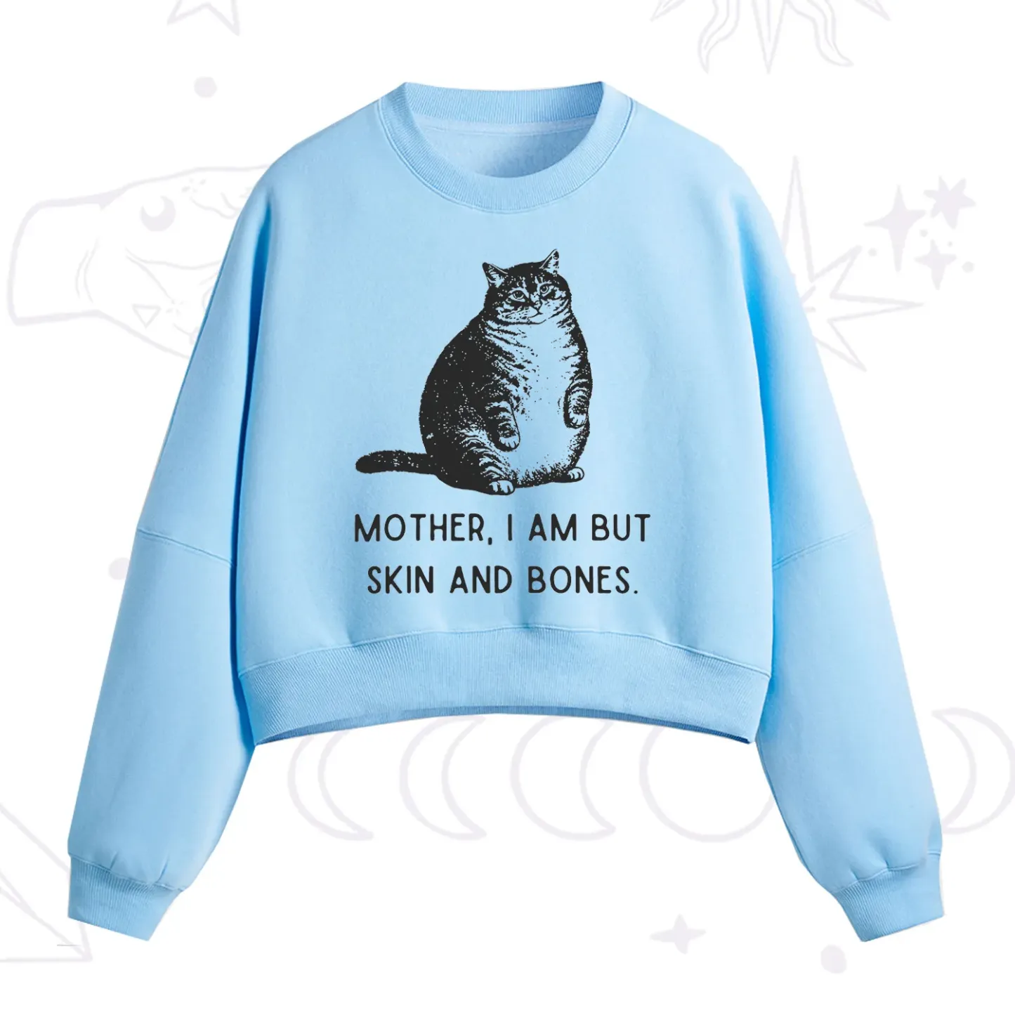 Purplehecate Cat Mother I Am But Skin And Bones Fleece Cropped Sweatshirt