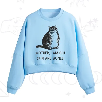 Purplehecate Cat Mother I Am But Skin And Bones Fleece Cropped Sweatshirt
