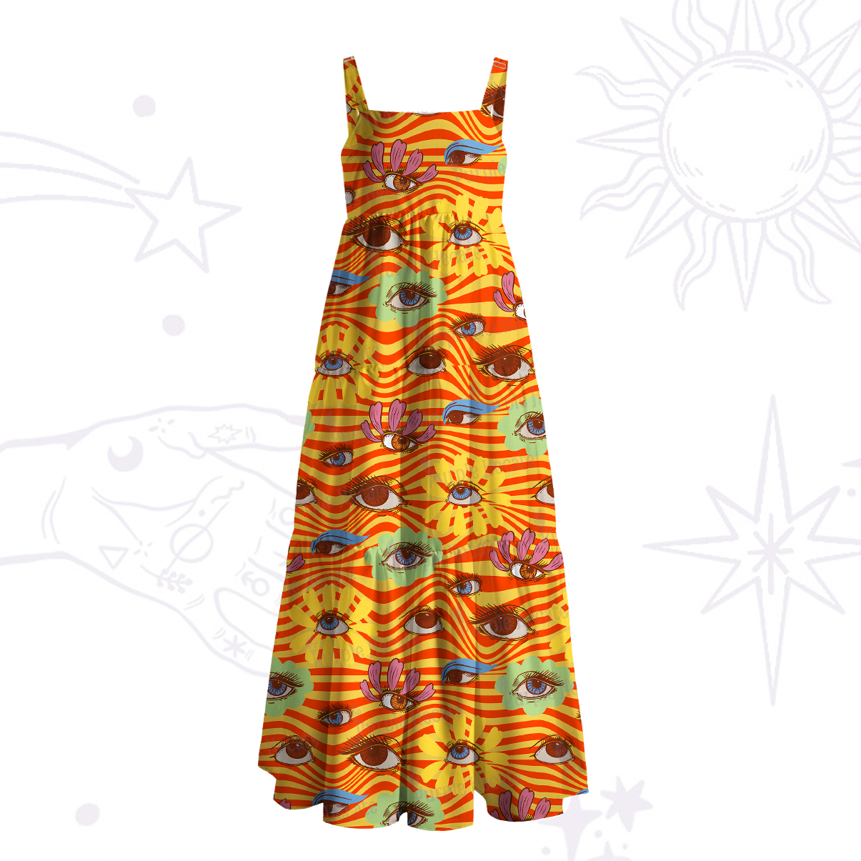 Purplehecate Flower Vision Wide Straps Maxi Dress