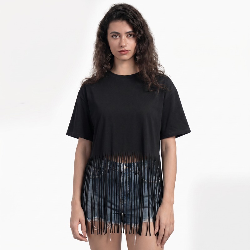 Purplehecate Fringe Hem T-Shirt