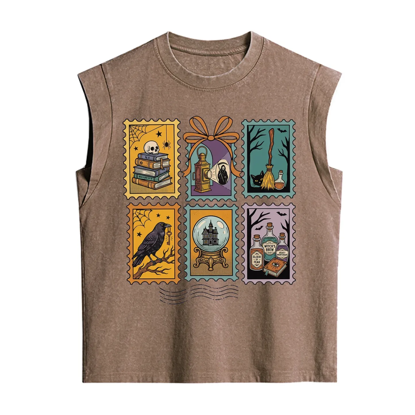 Purplehecate Halloween Witch Raven Castle Potions Vintage Washed Tank