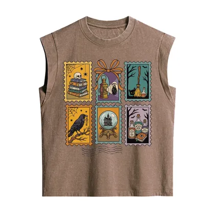 Purplehecate Halloween Witch Raven Castle Potions Vintage Washed Tank