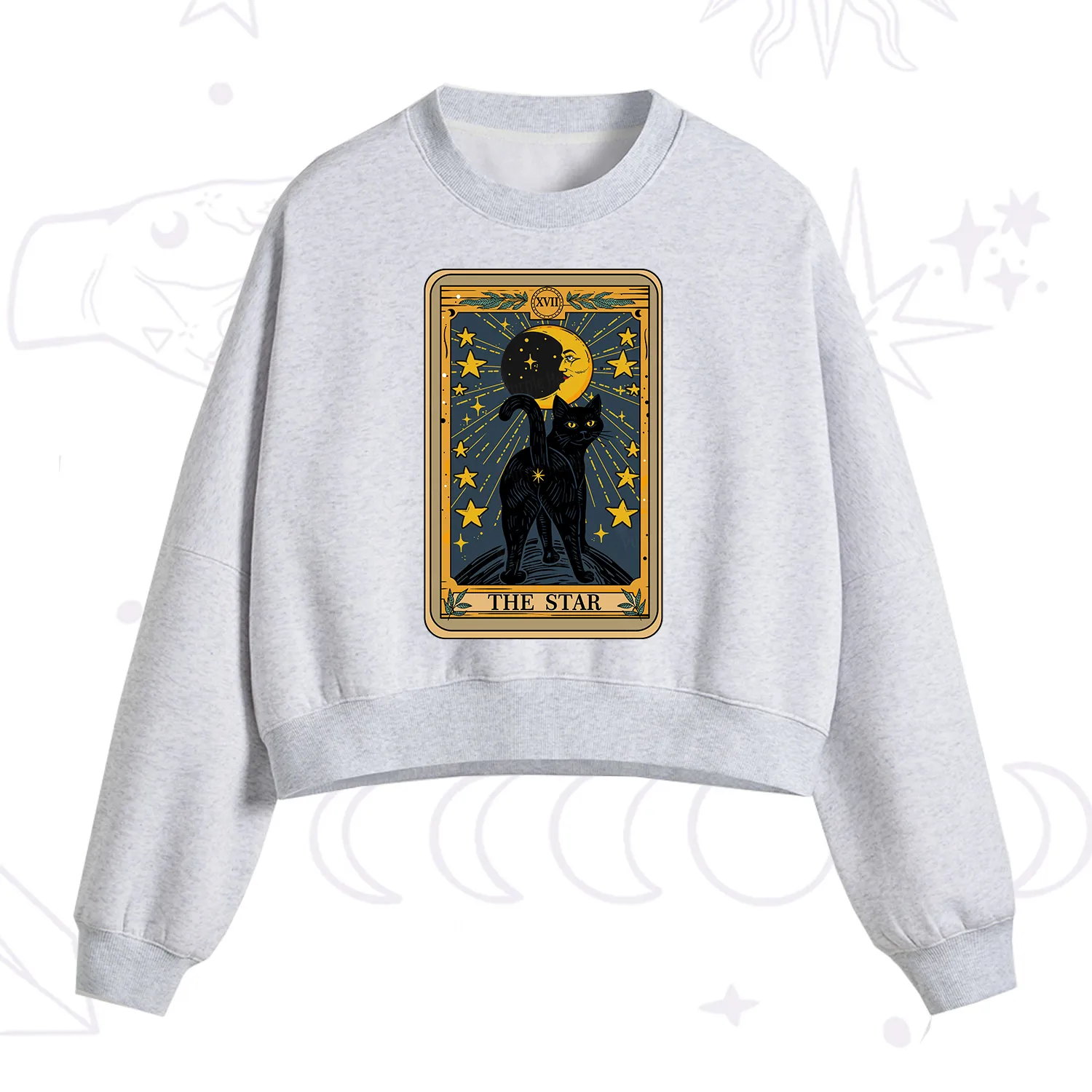 Purplehecate The Star Tarot Cat Fleece Cropped Sweatshirt
