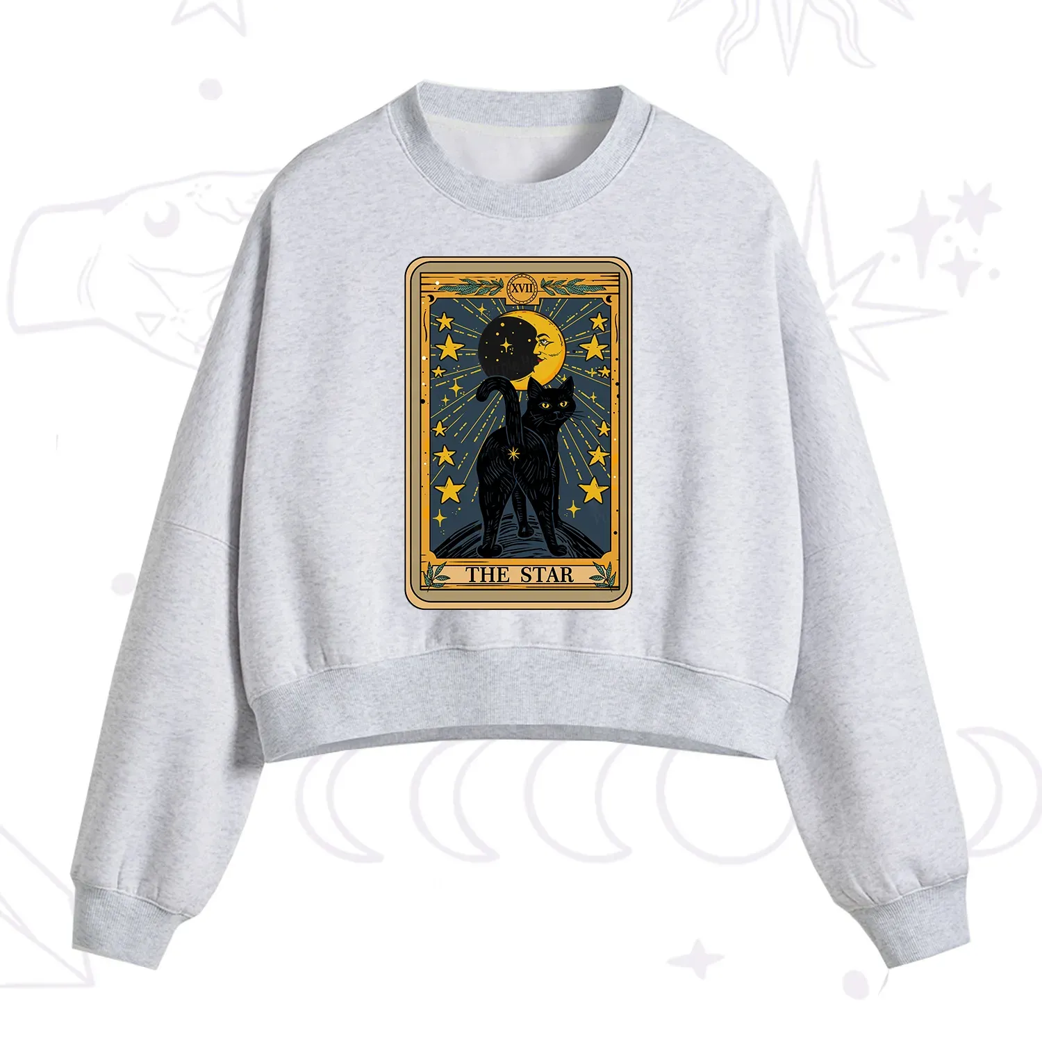 Purplehecate The Star Tarot Cat Fleece Cropped Sweatshirt