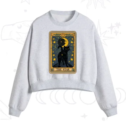 Purplehecate The Star Tarot Cat Fleece Cropped Sweatshirt