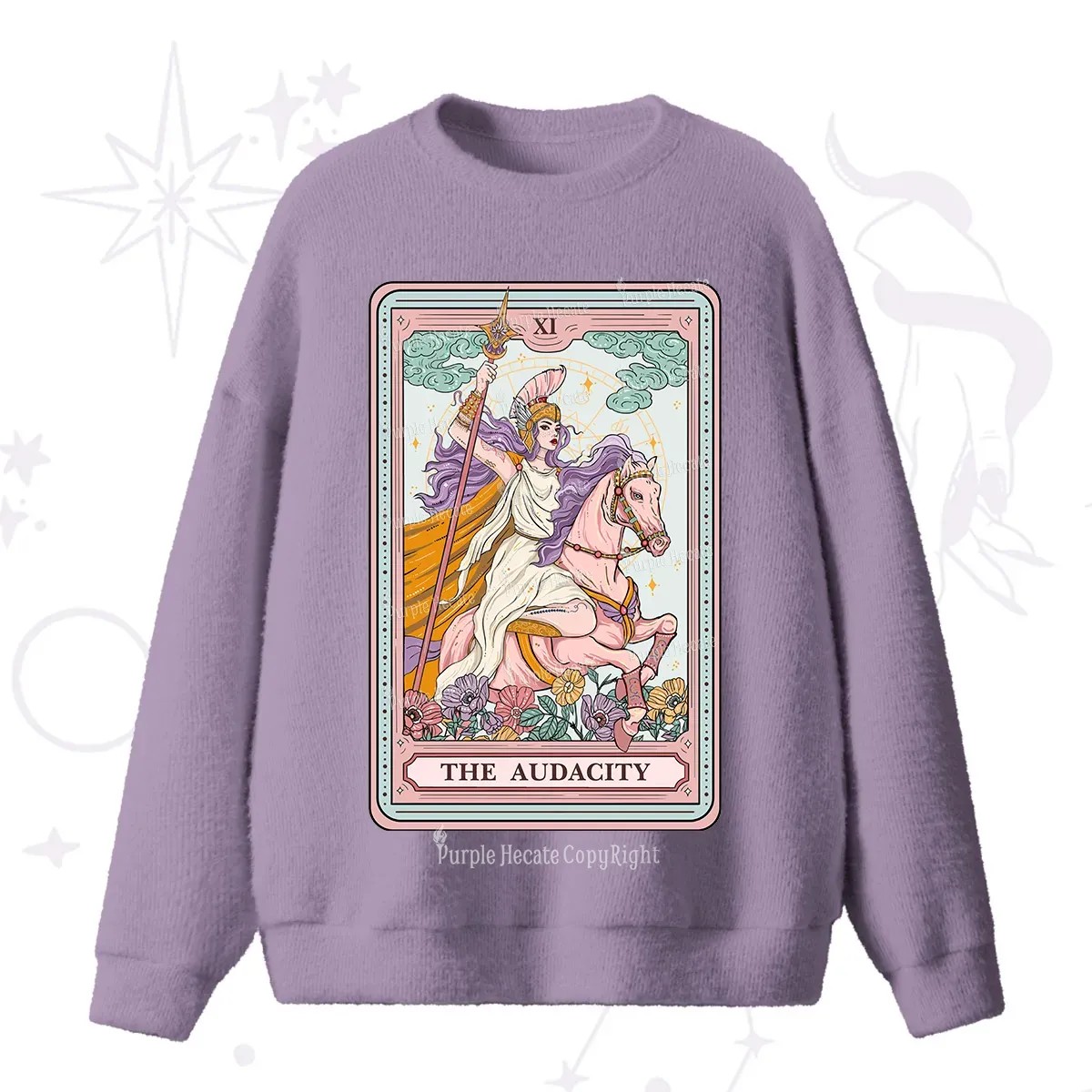 Purplehecate The Audacity Tarot Card Fuzzy Ugly Sweater