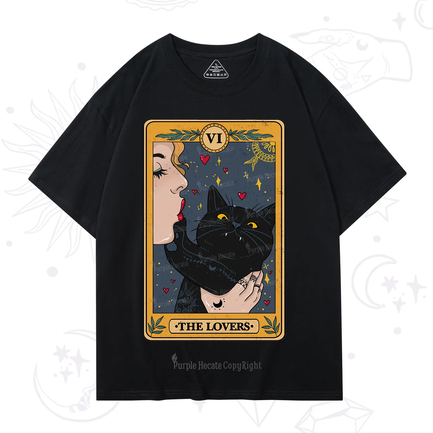 Purplehecate The Lovers Cat Tarot T-Shirt