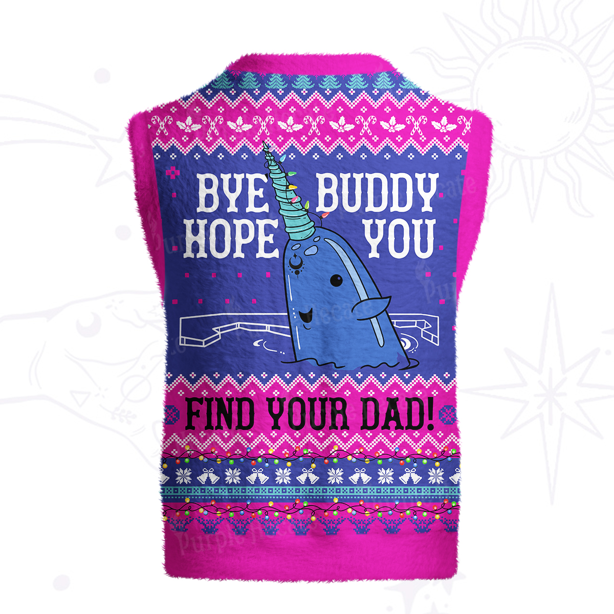 Purplehecate Good Luck Buddy Whale Ugly Sweater Vest