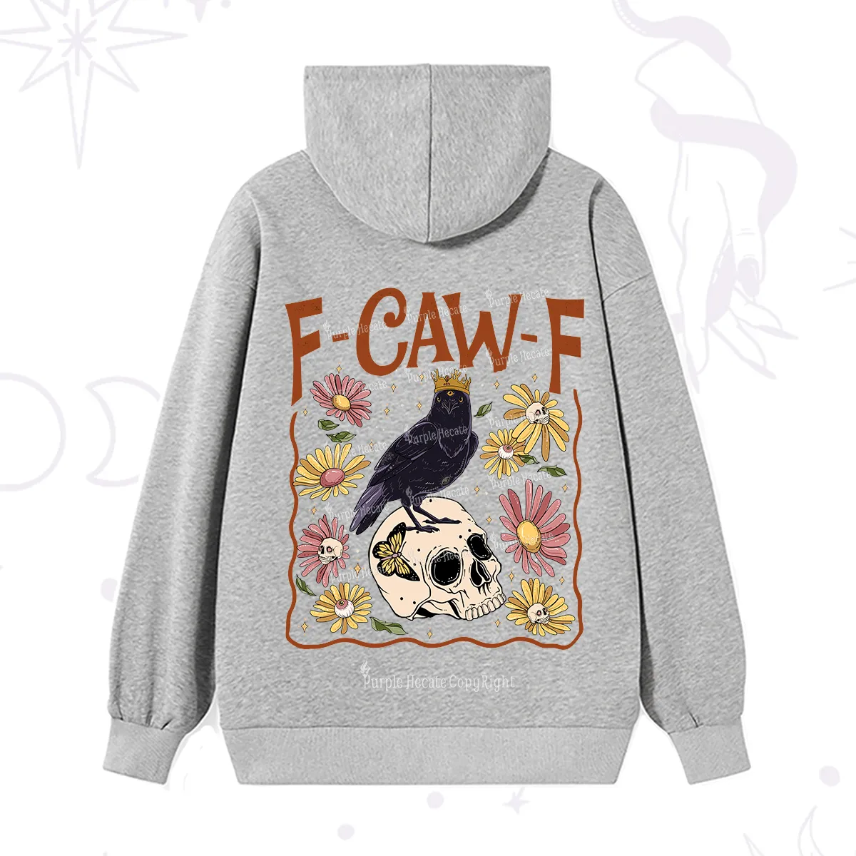 Purplehecate Funny F-Caw-F Crow Hoodie
