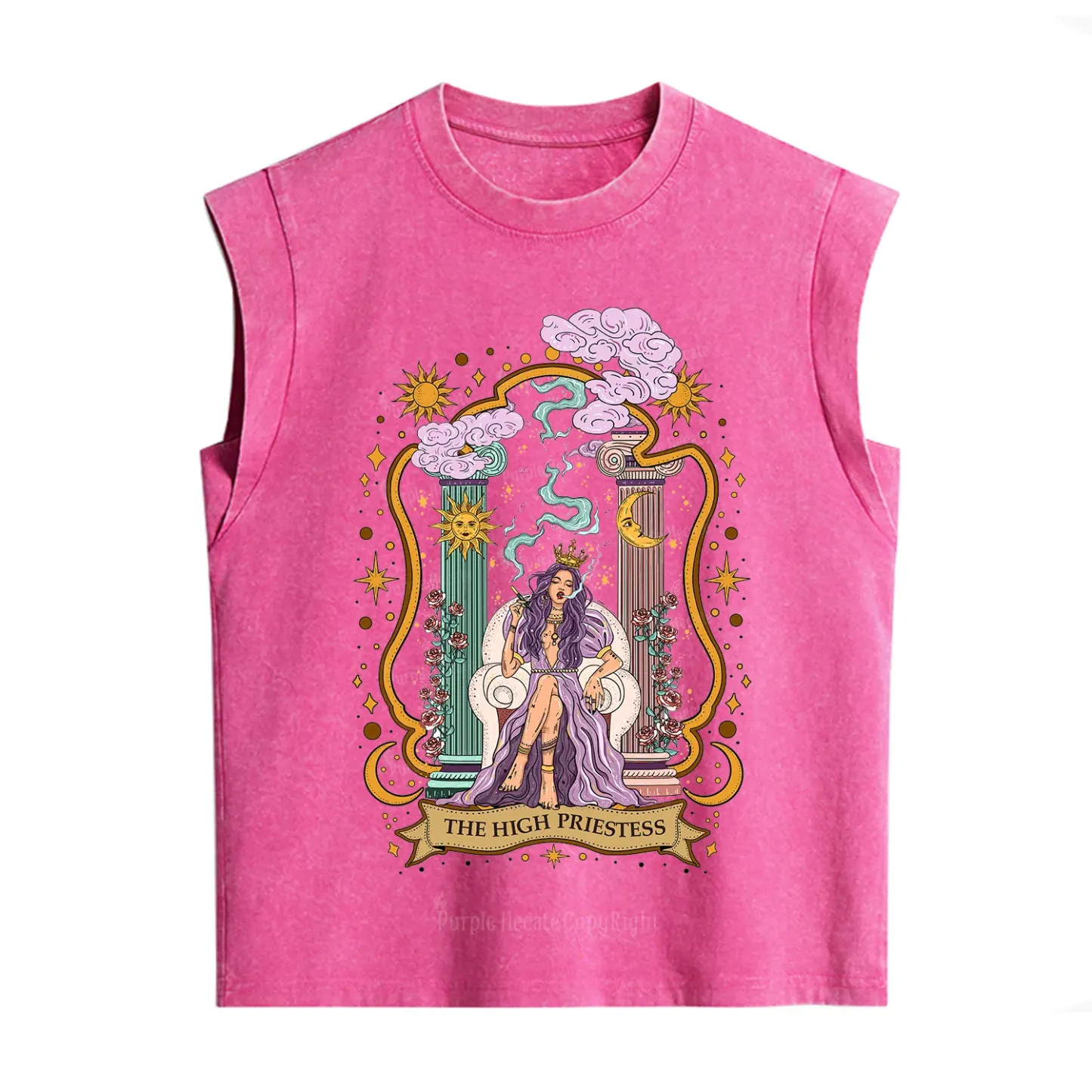 Purplehecate The High Priestess Goddess Vintage Washed Tank