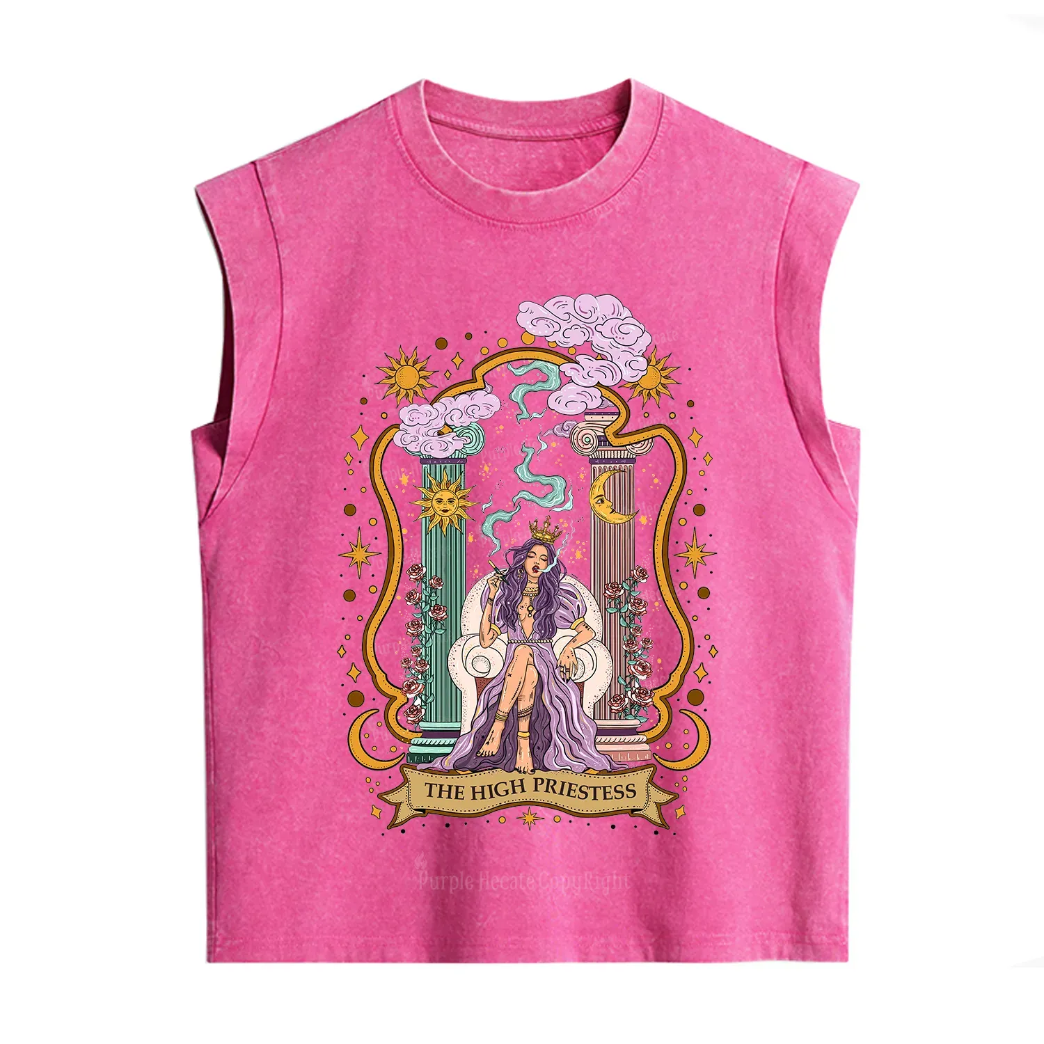 Purplehecate The High Priestess Goddess Vintage Washed Tank