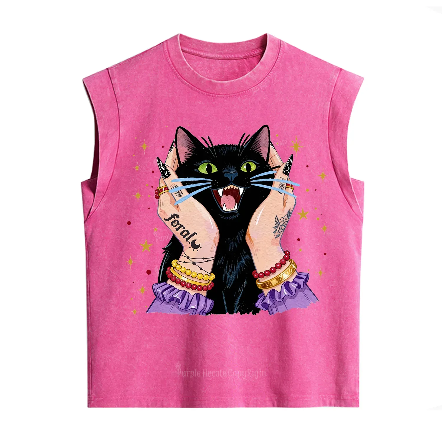 Purplehecate Feral Cat Magic Vintage Washed Tank