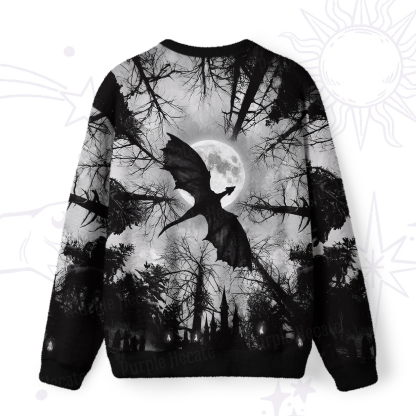 Purplehecate Gothic Moonlit Dragon Forest Fuzzy Ugly Sweatshirt