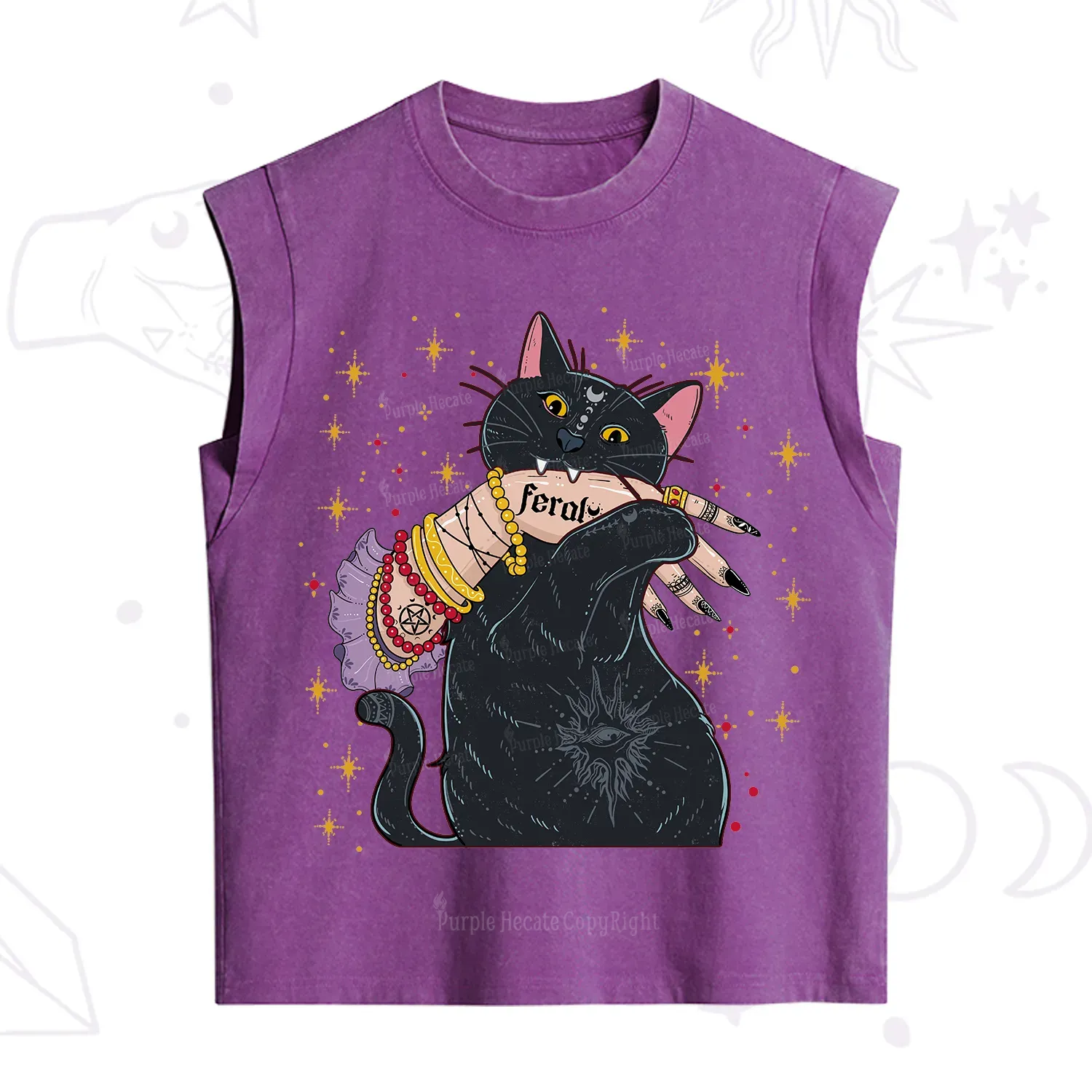 Purplehecate Feral Cat Vintage Washed Tank