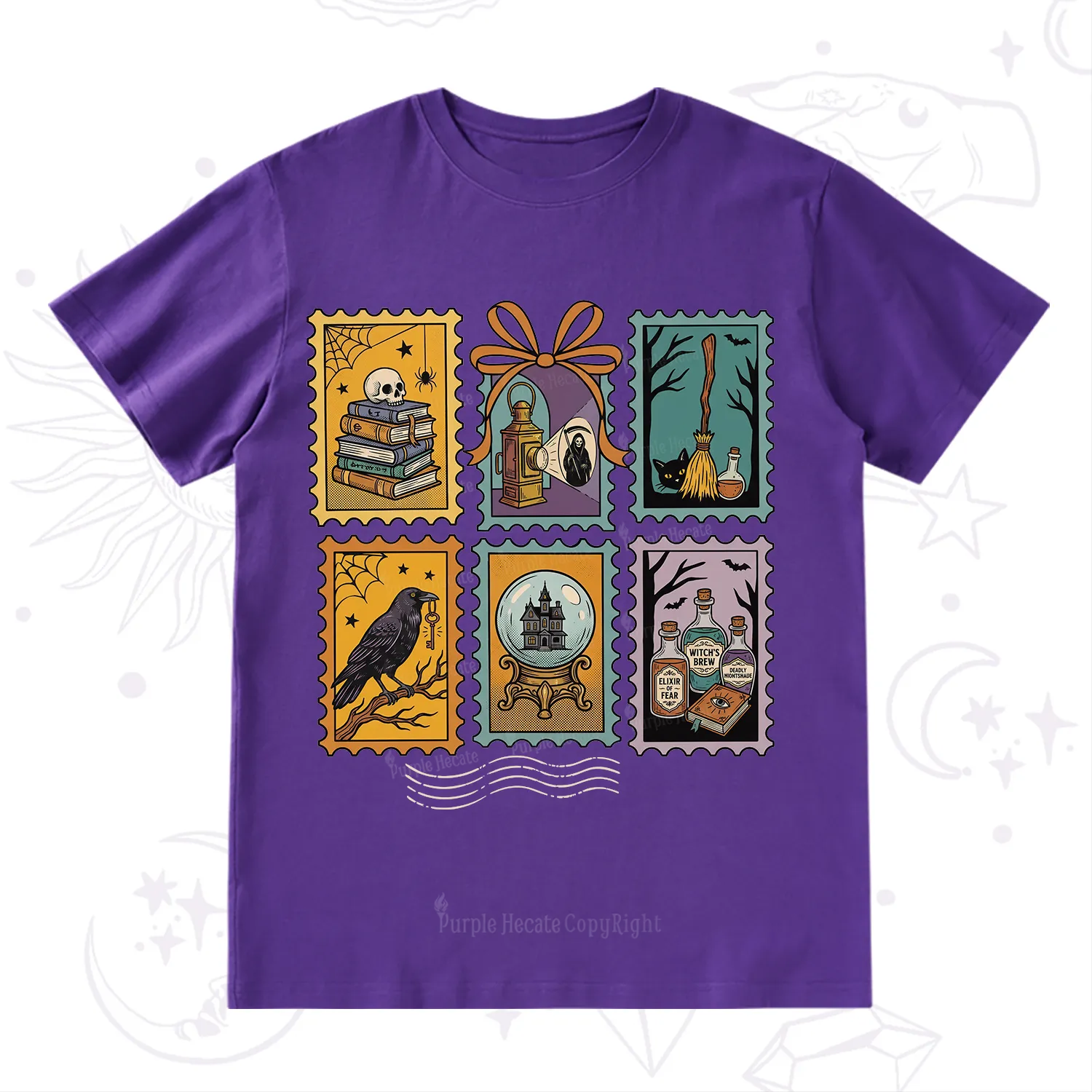 Purplehecate Halloween Witch Raven Castle Potions T-Shirt