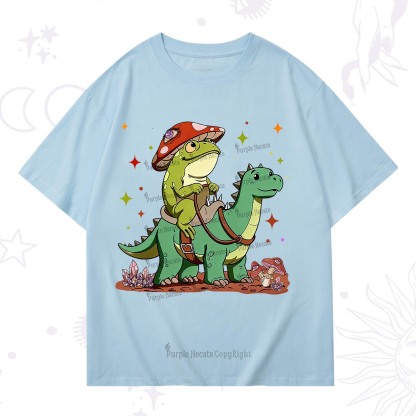 Purplehecate Frog Riding a Dinosaur T-Shirt