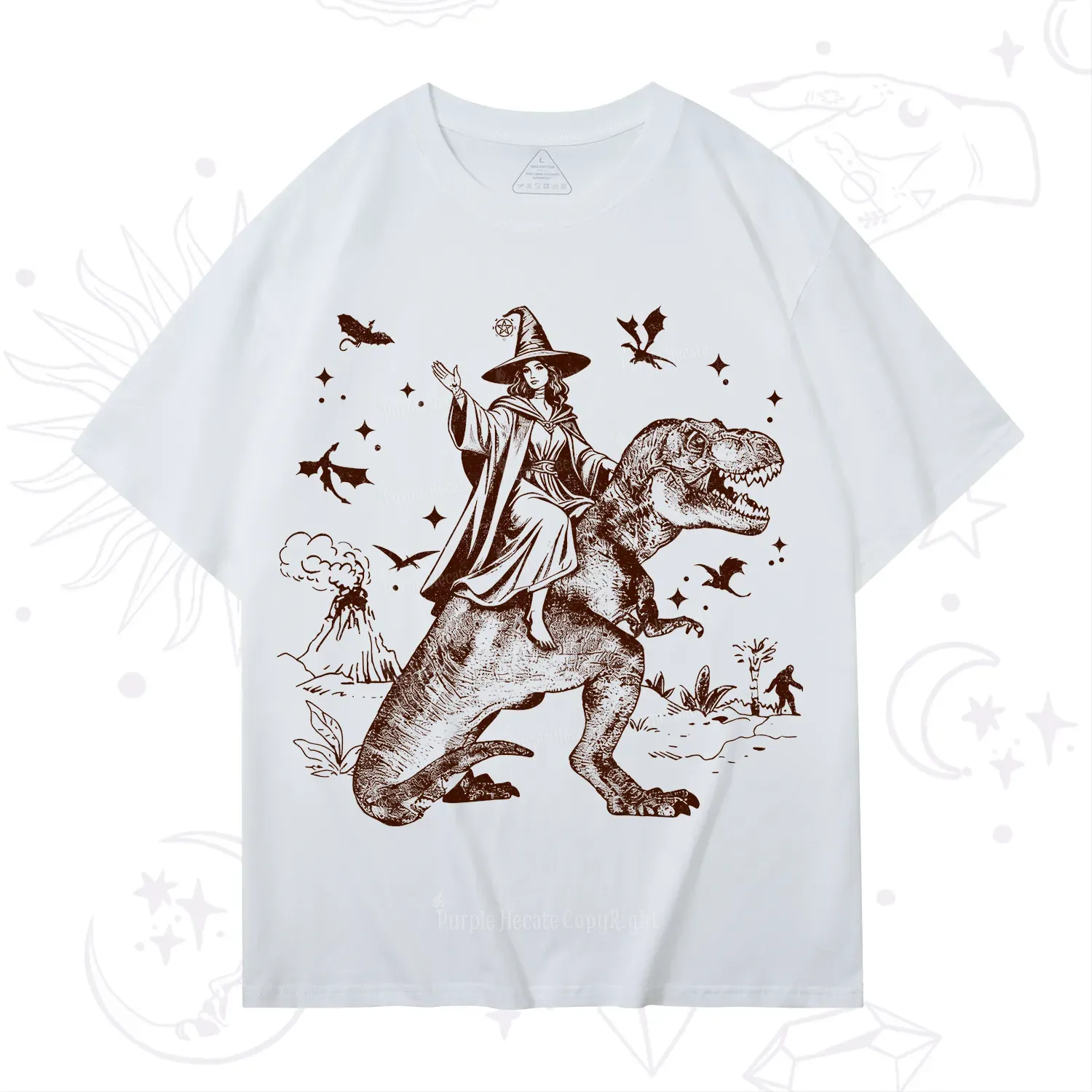 Purplehecate Witch Riding Dino T-Shirt