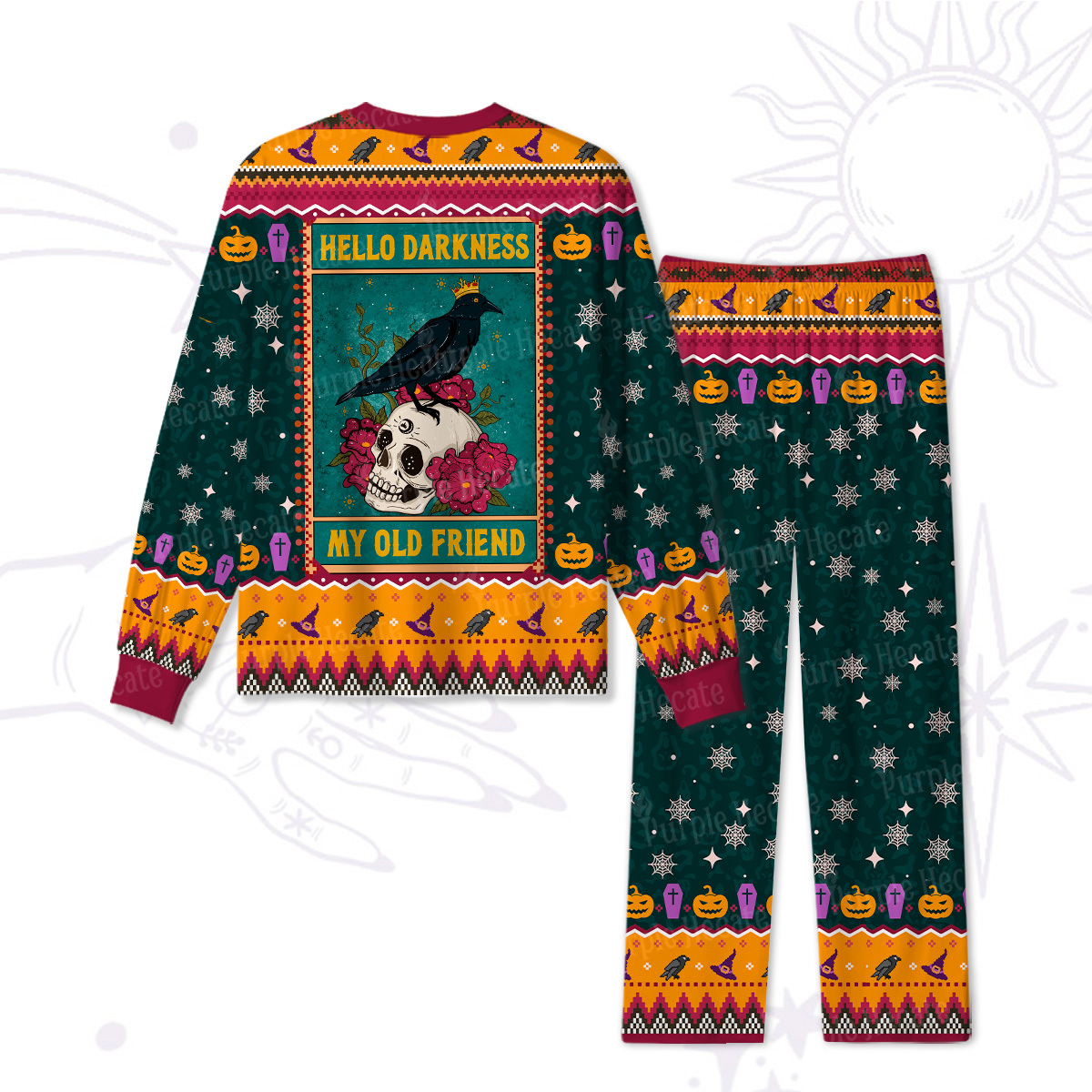 Purplehecate The Hello Darkness My Old Friend Oracle Card Halloween Pajamas
