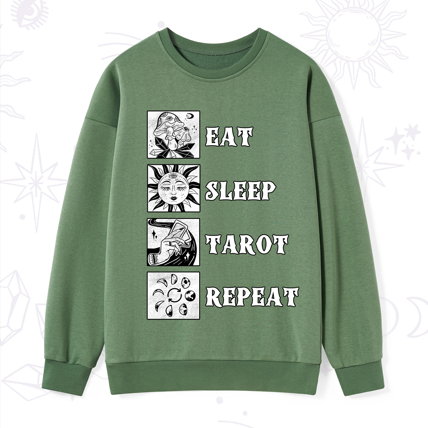 Purplehecate Eat Sleep Tarot Repeat Sweatshirt