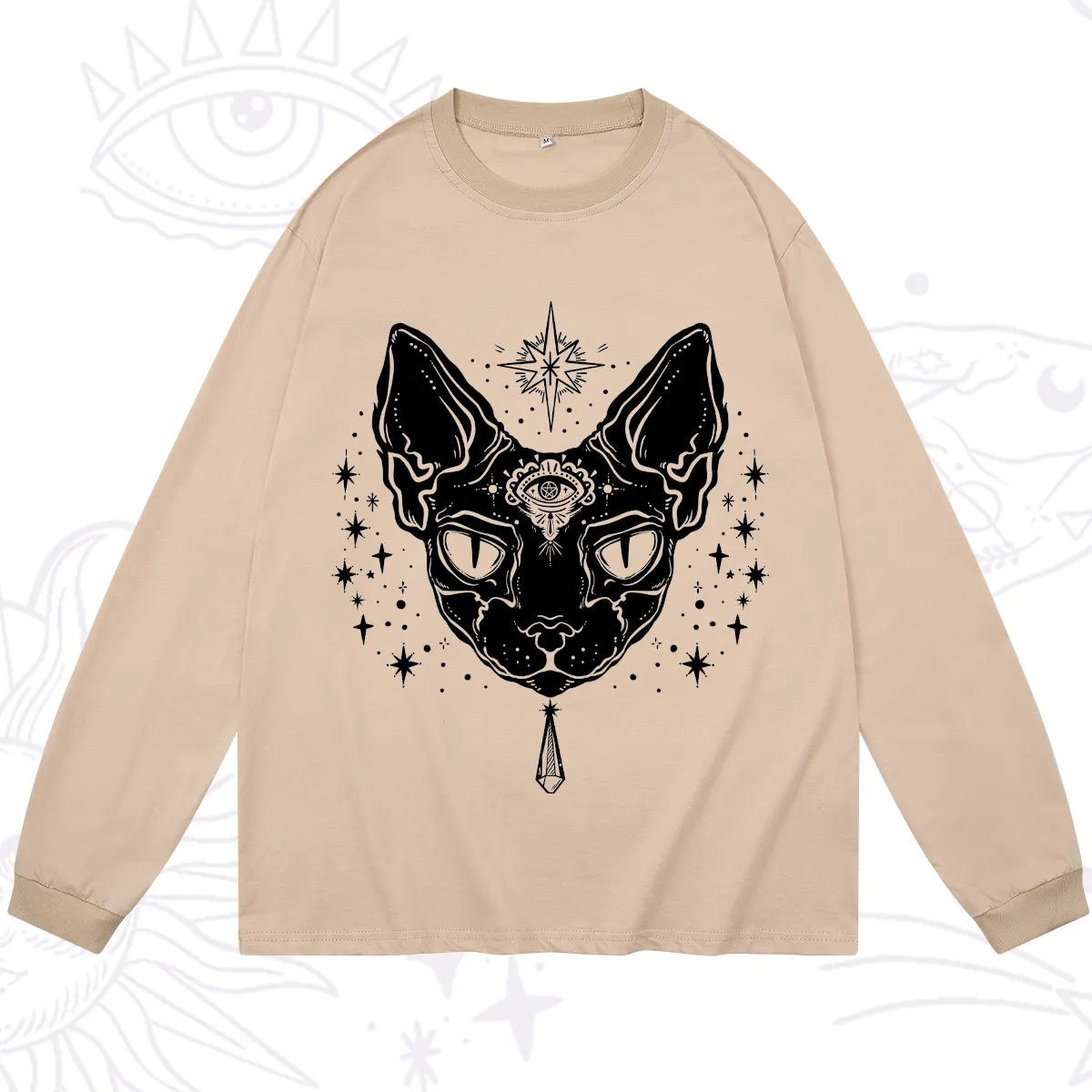 Purplehecate Three Eyed Sphynx Cat Long Sleeve T-Shirt