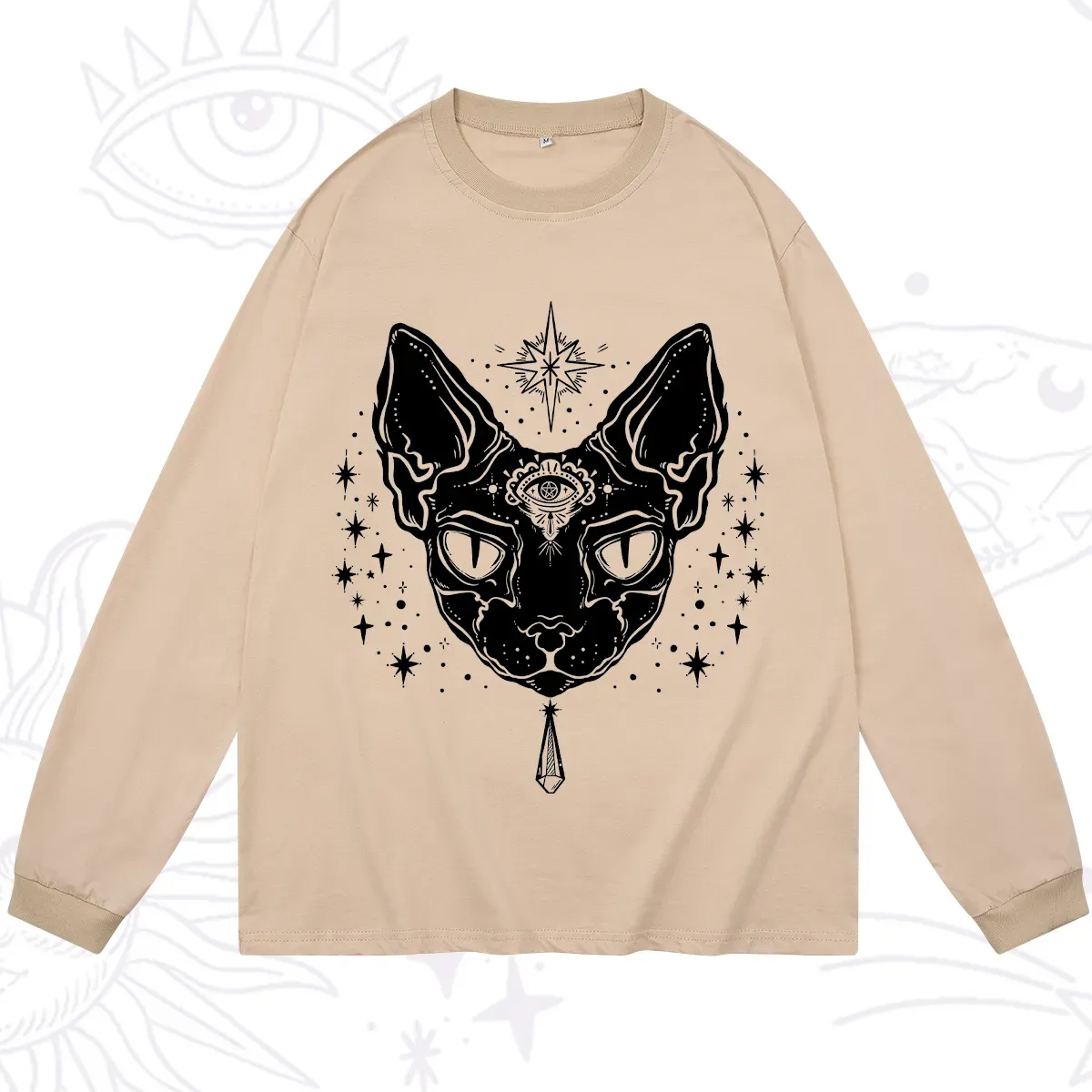 Purplehecate Three Eyed Sphynx Cat Long Sleeve T-Shirt
