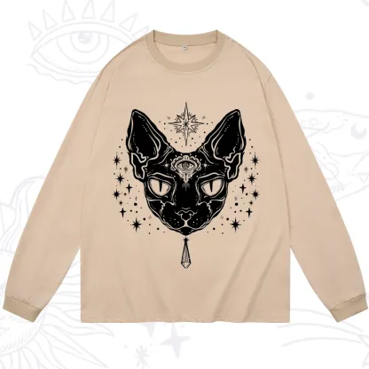 Purplehecate Three Eyed Sphynx Cat Long Sleeve T-Shirt