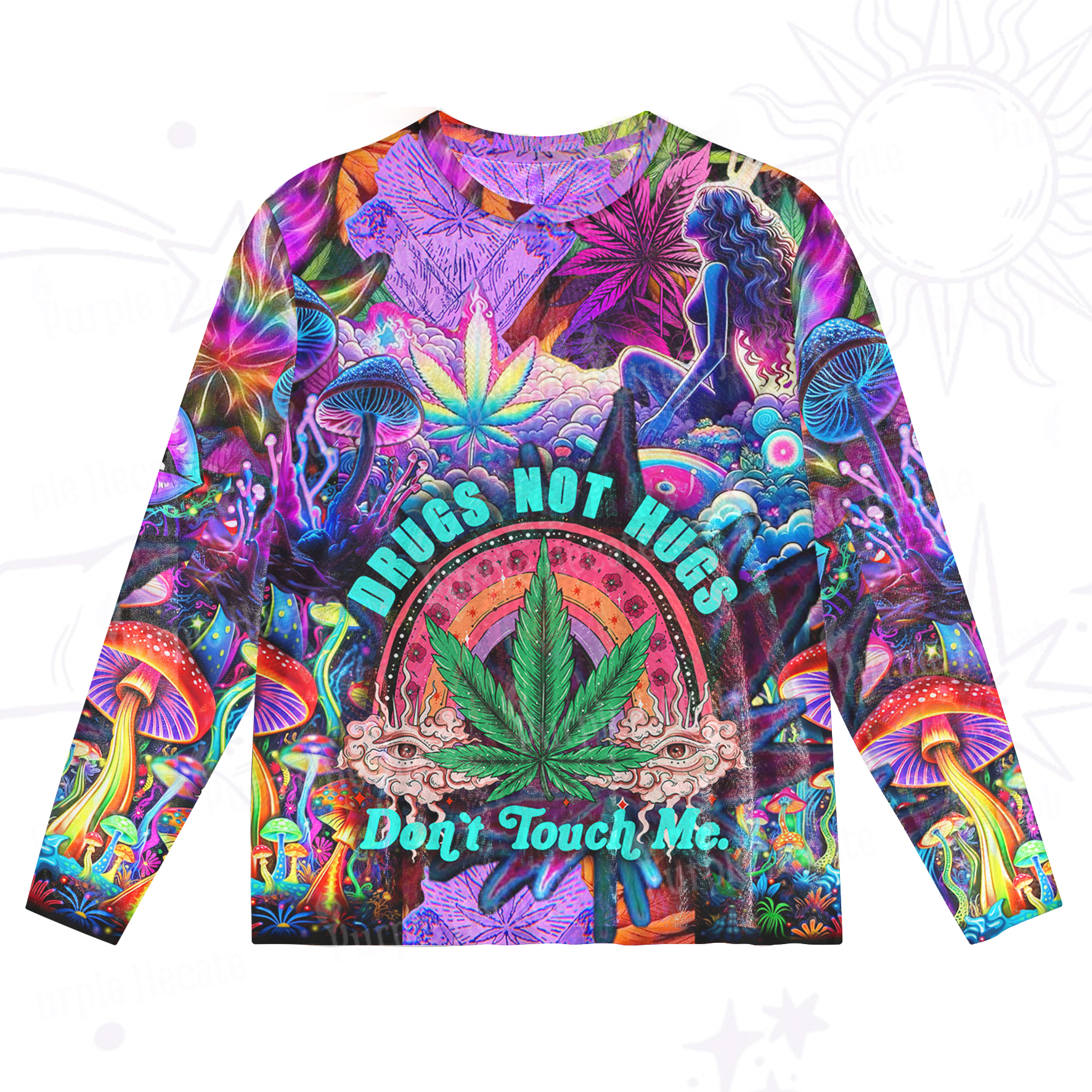 Purplehecate Drugs Not Hugs Don't Touch Me Mesh Long Sleeve Top