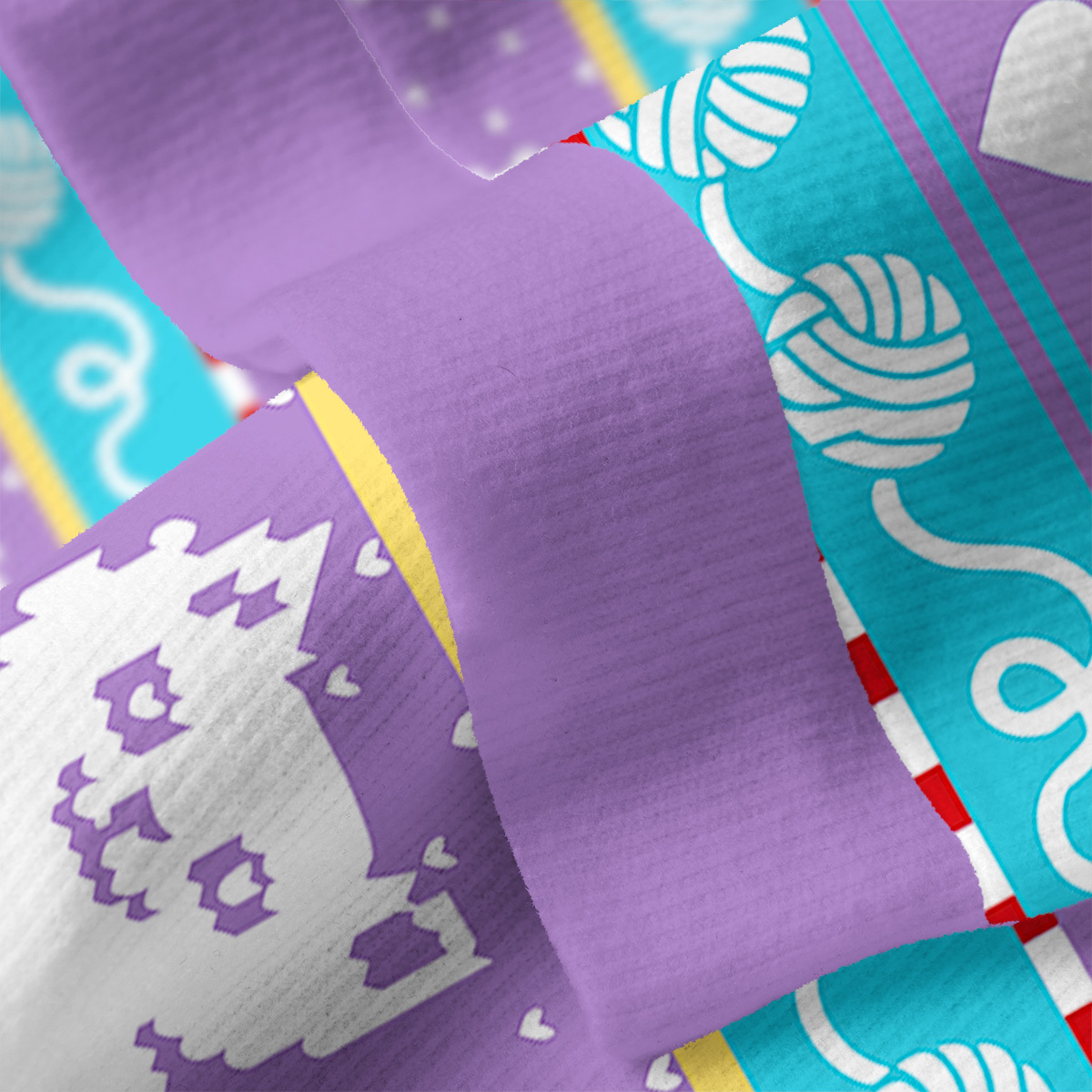 Purplehecate Whimsical Cat and Yarn Fuzzy Ugly Sweatshirt