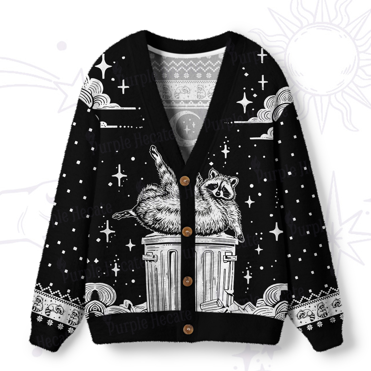 Purplehecate In My Feral Era Raccoon Tarot Ugly Cardigan Sweaters