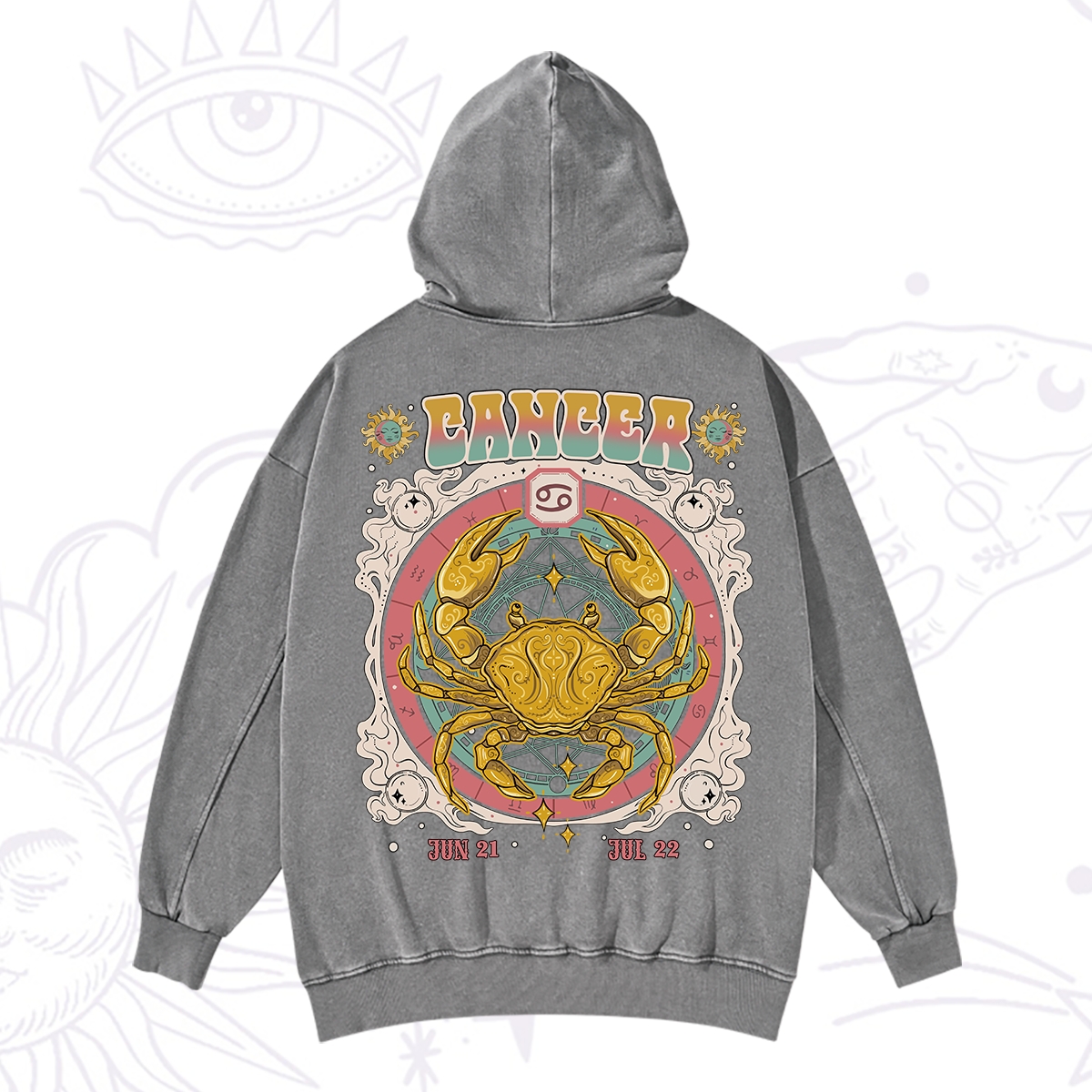 Purplehecate Cancer Cosmic Zodiac Washed Hoodie