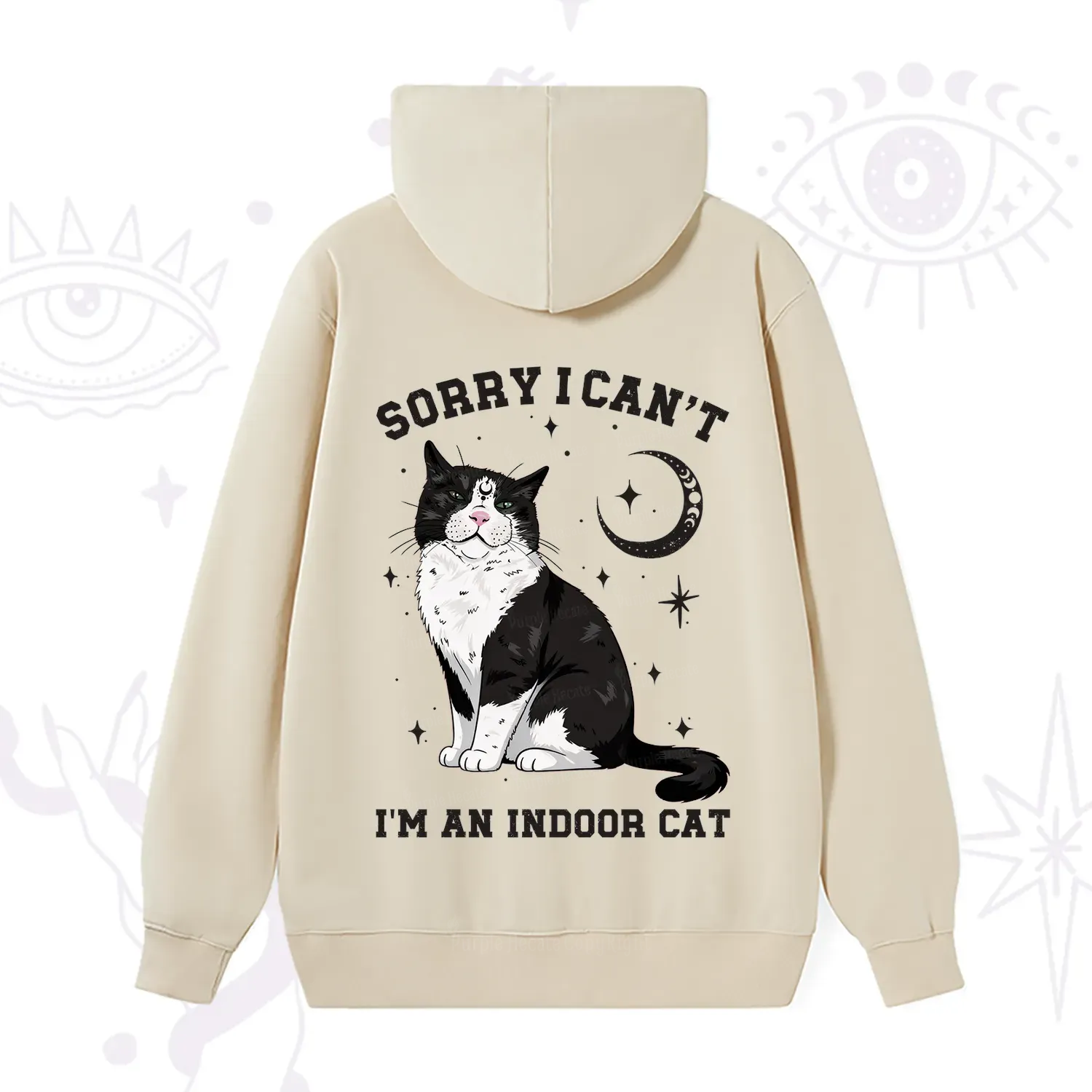 Purplehecate Sorry I Can't Go I'm an Indoor Cat Hoodie