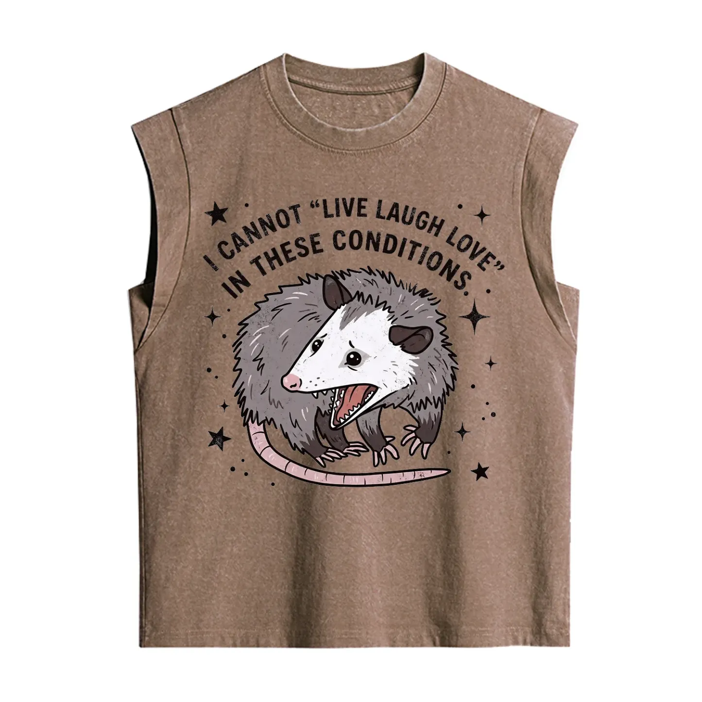 Purplehecate I Cannot Live Laugh Love Possum Vintage Washed Tank