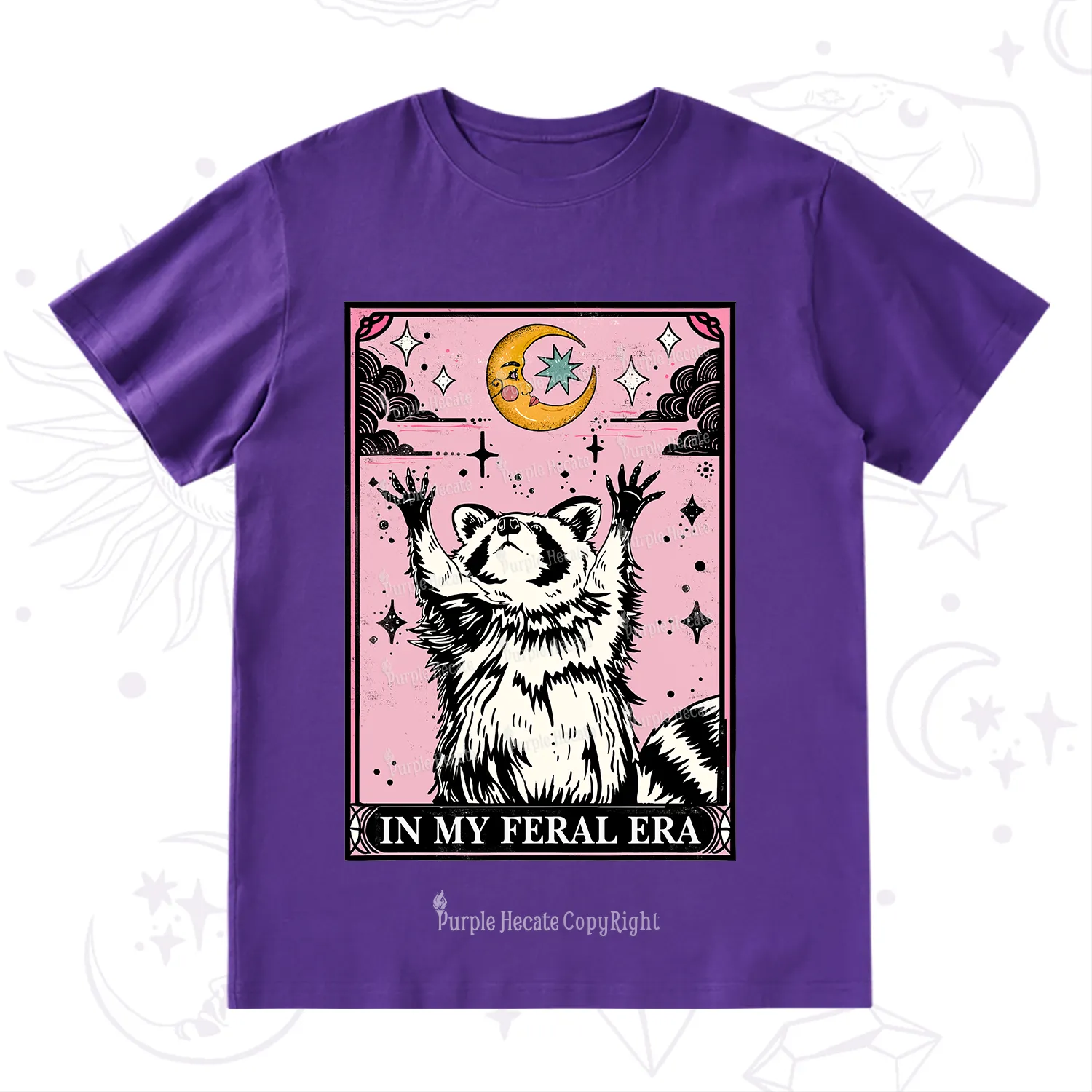 Purplehecate The In My Feral Era Tarot Raccoon T-Shirt