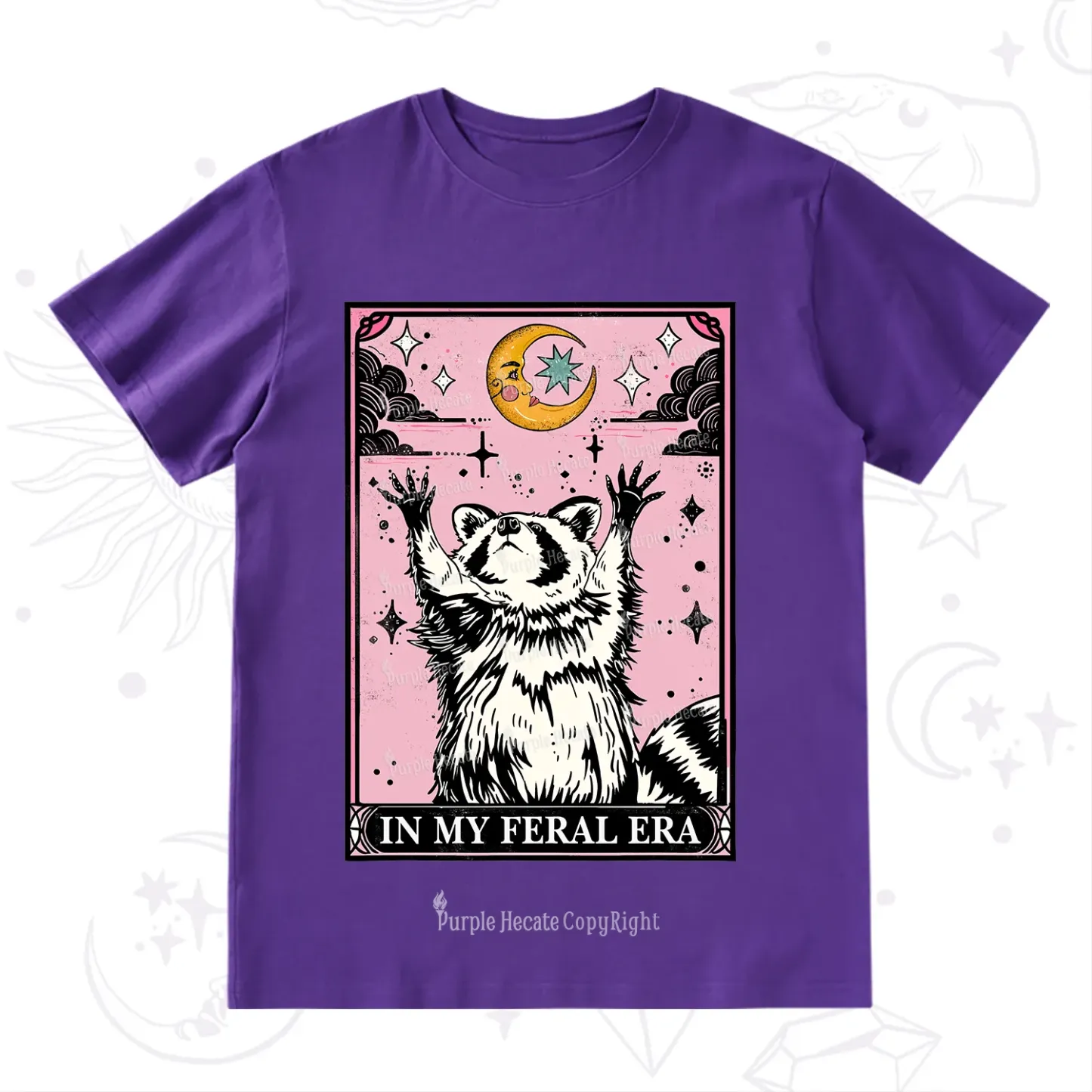 Purplehecate The In My Feral Era Tarot Raccoon T-Shirt