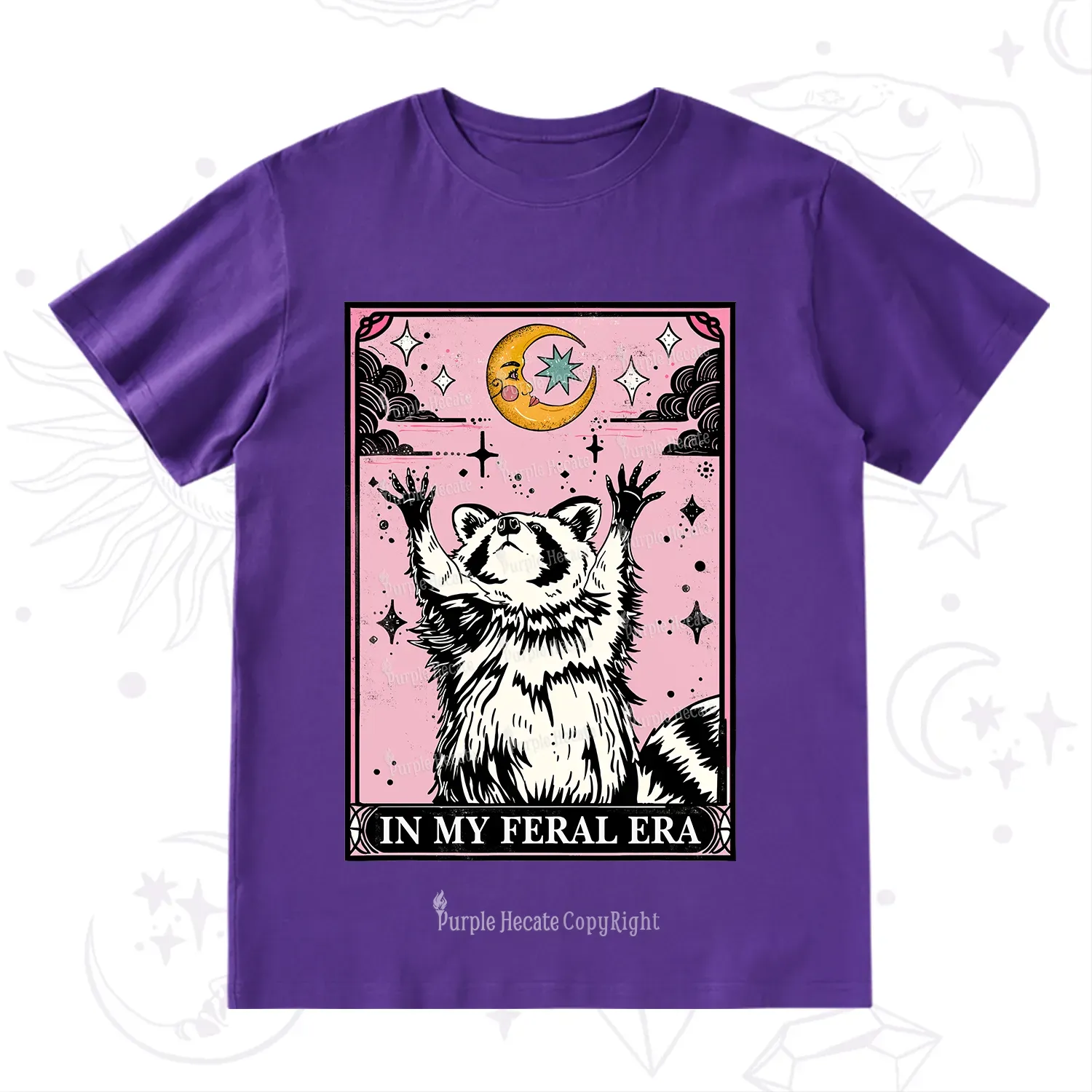 Purplehecate The In My Feral Era Tarot Raccoon T-Shirt