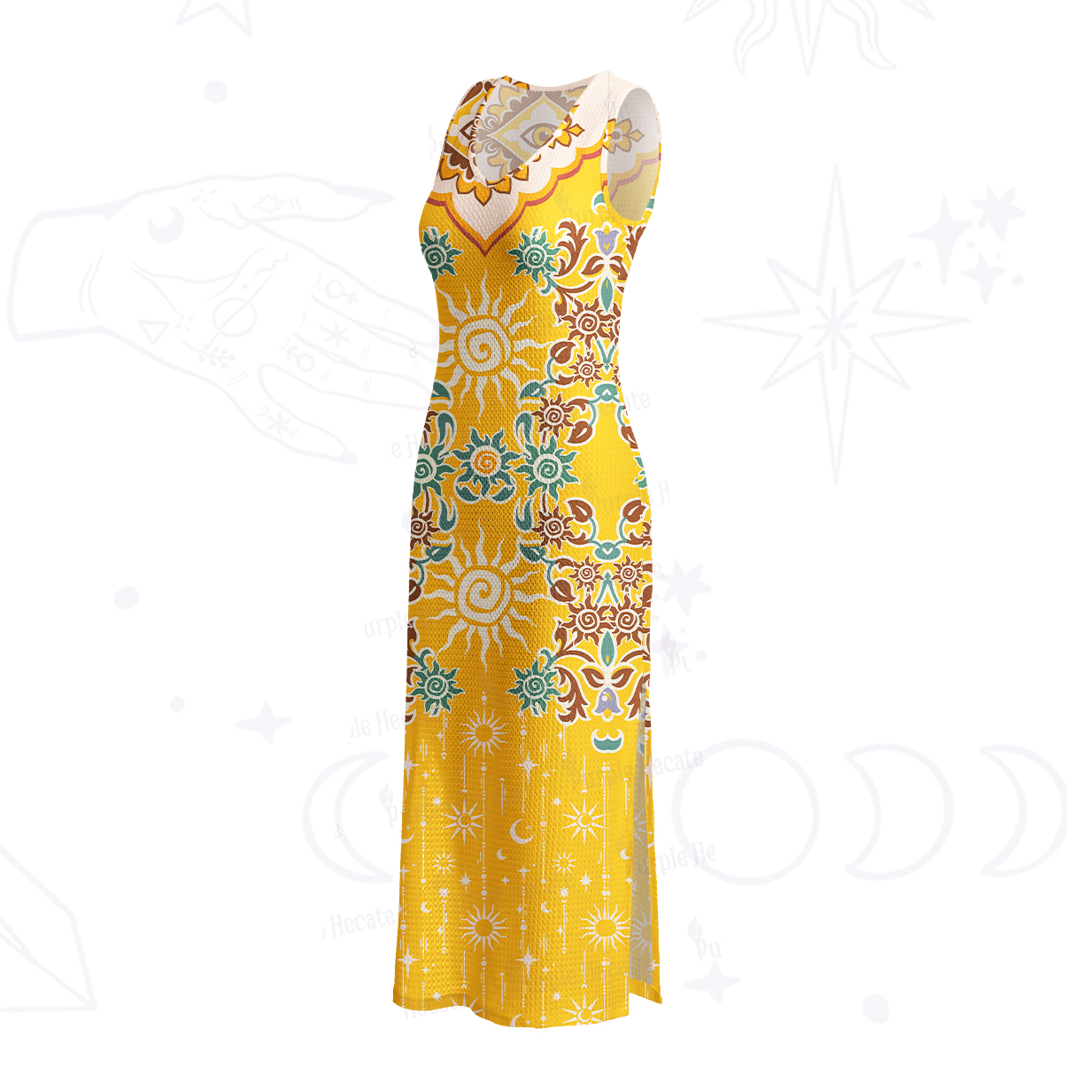 Purplehecate Solar Whispers Witch Crochet Knit Maxi Dress