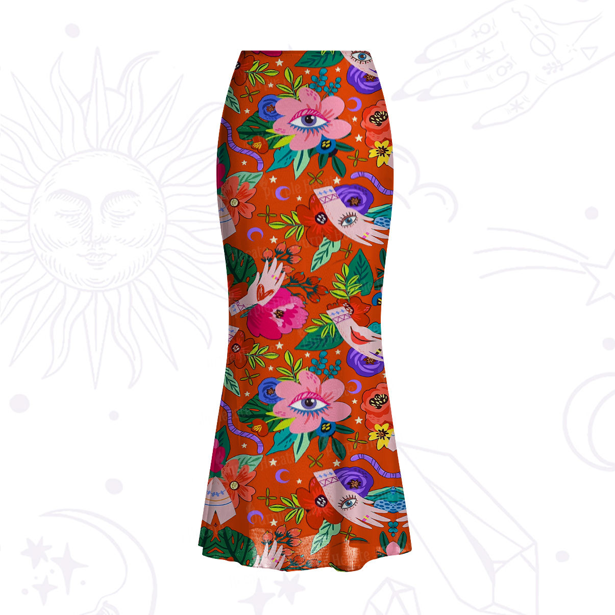 Purplehecate Eye of the Blossom Mesh Mermaid Hem Skirt