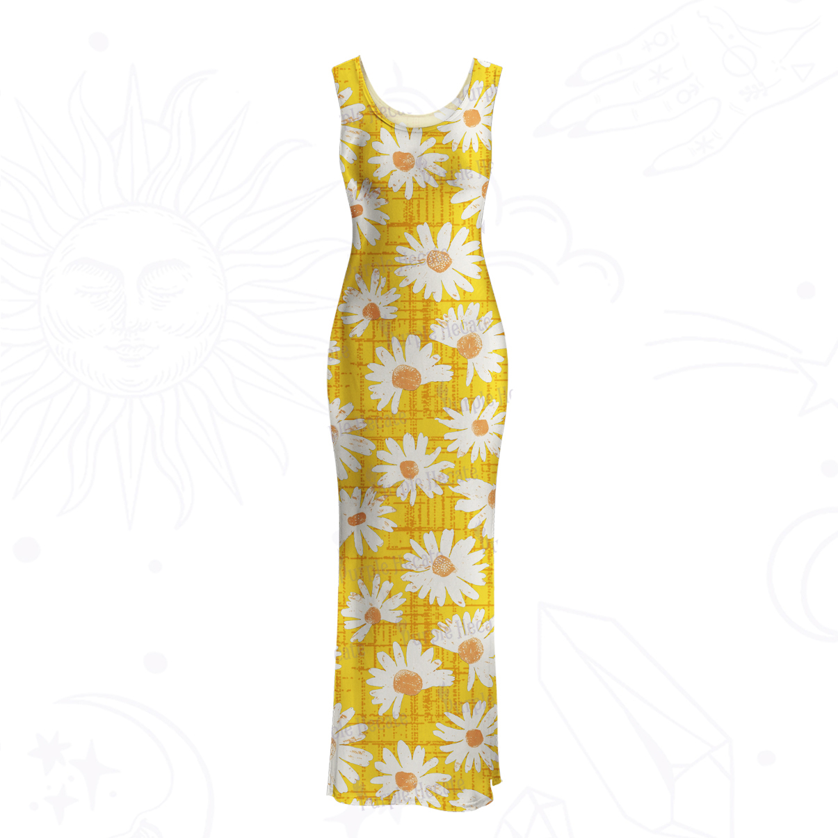 Purplehecate Daisy Daydream Mesh Maxi Tank Beach Dress