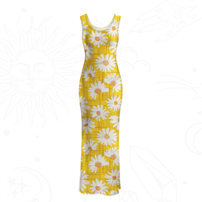Purplehecate Daisy Daydream Mesh Maxi Tank Beach Dress