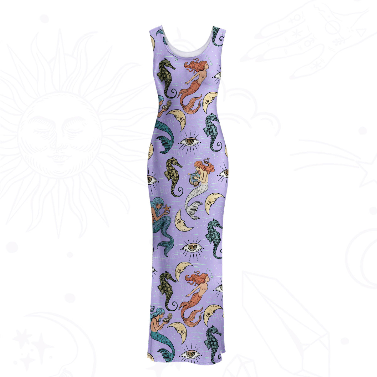 Purplehecate Mermaid Magic Mesh Maxi Tank Beach Dress