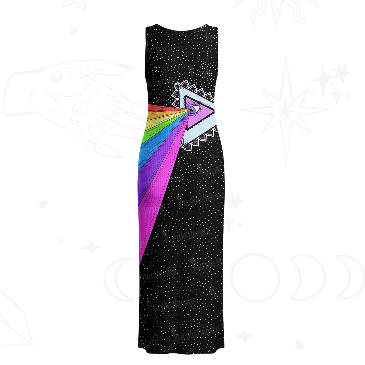 Purplehecate Prism of Rainbow Crochet Knit Maxi Dress