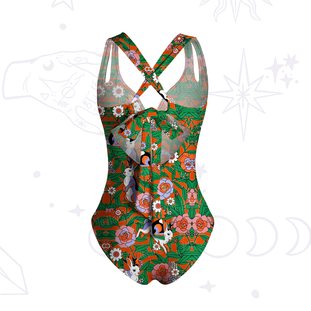 Purplehecate Mystic Blossom Bunny Garden One-Piece Swimsuit