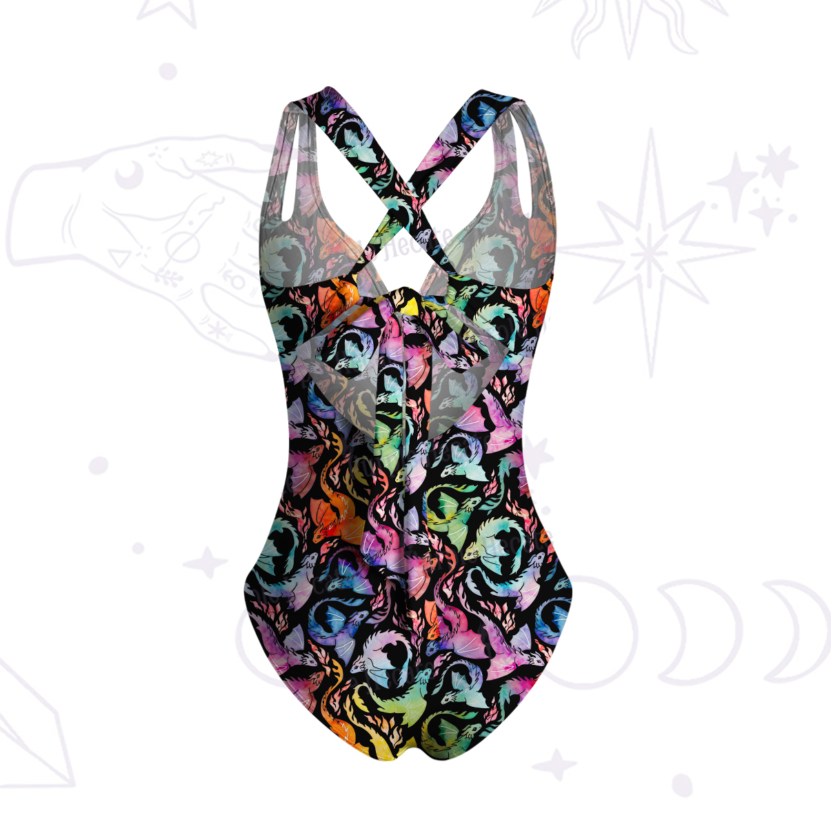 Purplehecate Rainbow Dragon Fire One-Piece Swimsuit