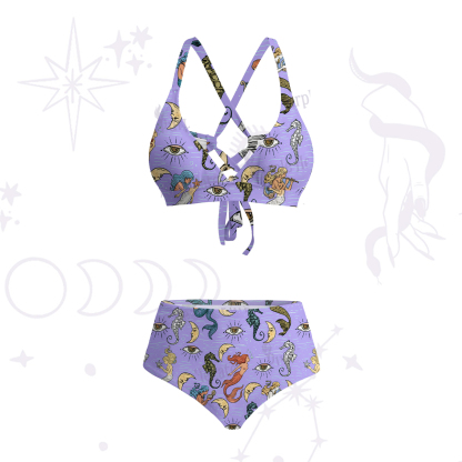 Purplehecate Mermaid Magic Crisscross Tie-Back Bikini Set