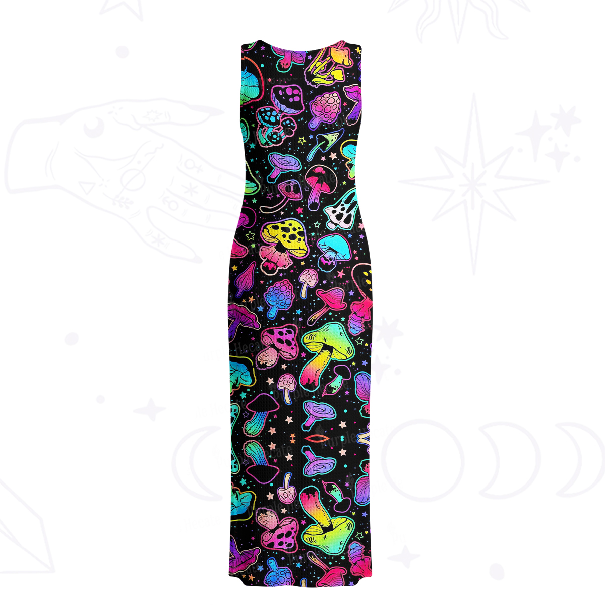 Purplehecate Psychedelic Mushroom Rave Crochet Knit Maxi Dress