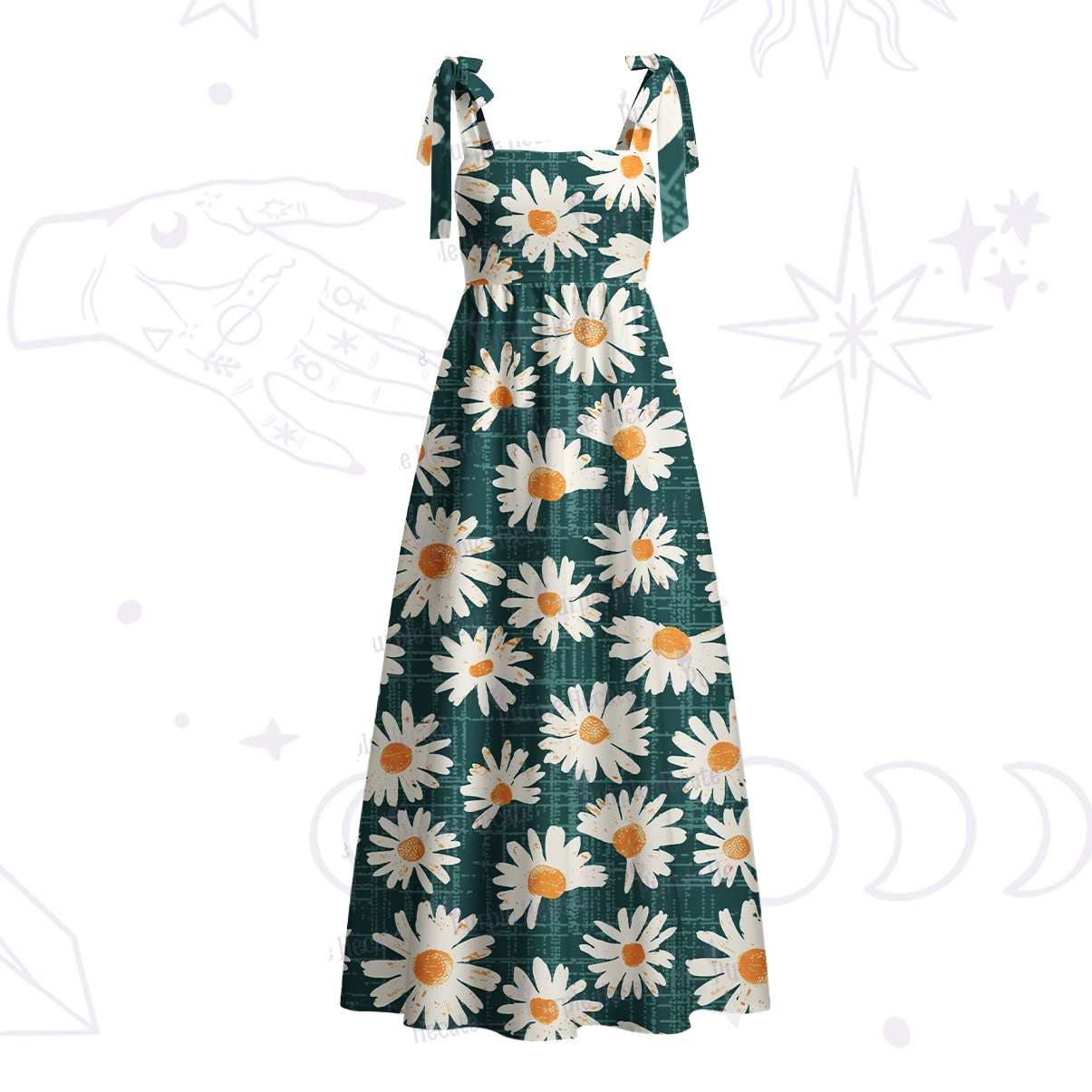 Purplehecate Daisy Daydream Tie Shoulder Maxi Dress