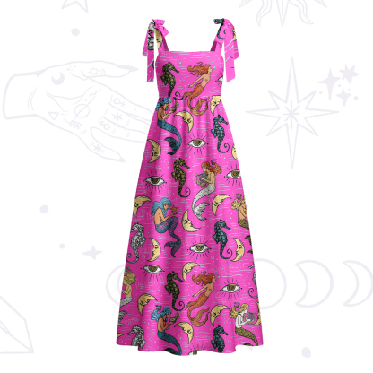 Purplehecate Mermaid Magic Tie Shoulder Maxi Dress