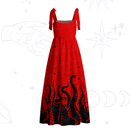 Purplehecate Tentacles of the Deep Tie Shoulder Maxi Dress