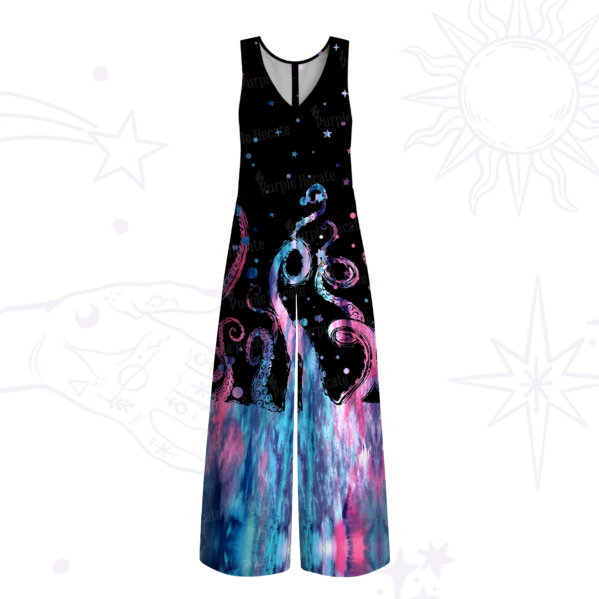Purplehecate Ombre Octopus Glitter Tentacles Wide Leg Jumpsuit