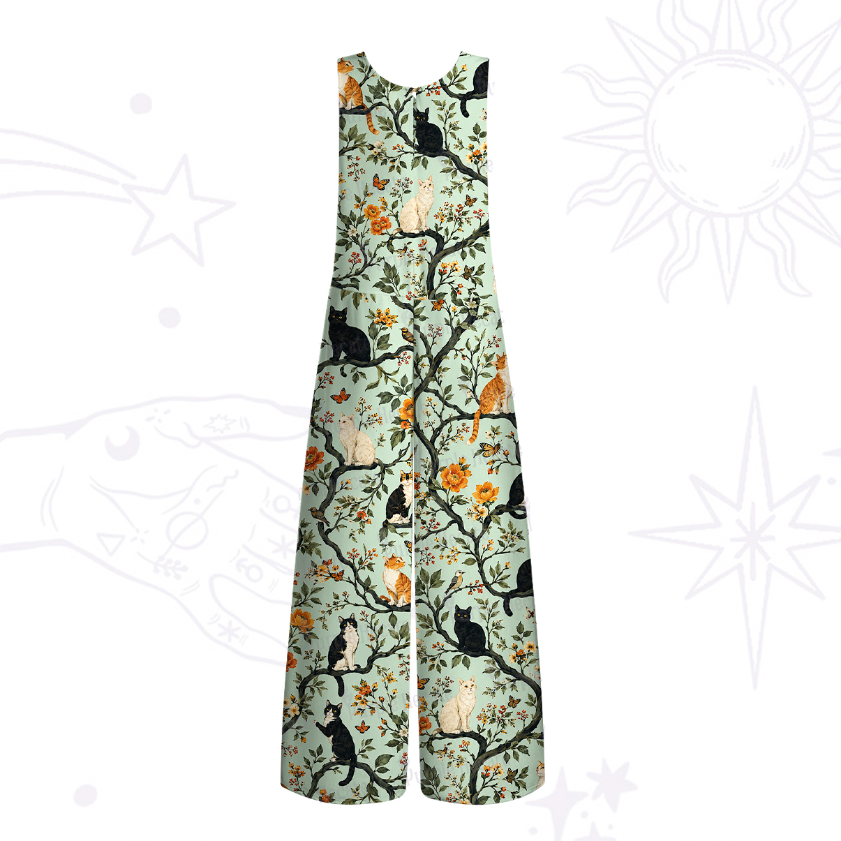 Purplehecate Enchanted Cat Grove Wide Leg Jumpsuit